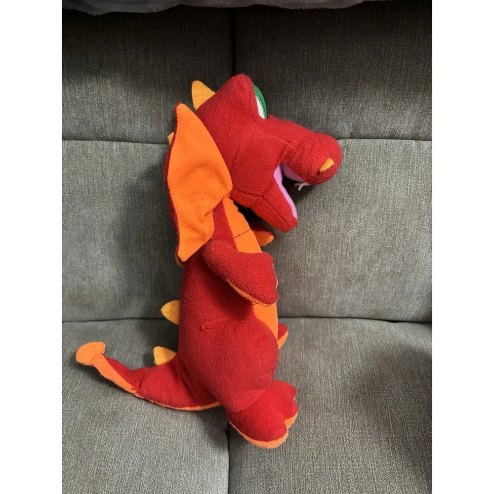 Red And Orange plush winged dragon Toy Factory details large green eyes